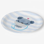 防護用マスクを着たかわいいクマのナース ペーパープレート (アングル)