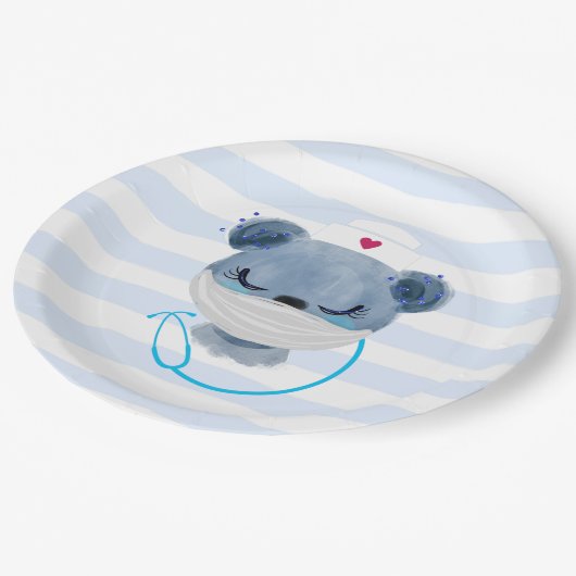 防護用マスクを着たかわいいクマのナース ペーパープレート (アングル)