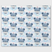 防護用マスクを着たかわいいクマのナース ラッピングペーパー (フラット)