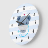 防護用マスクを着たかわいいクマのナース ラージ壁時計 (傾斜)