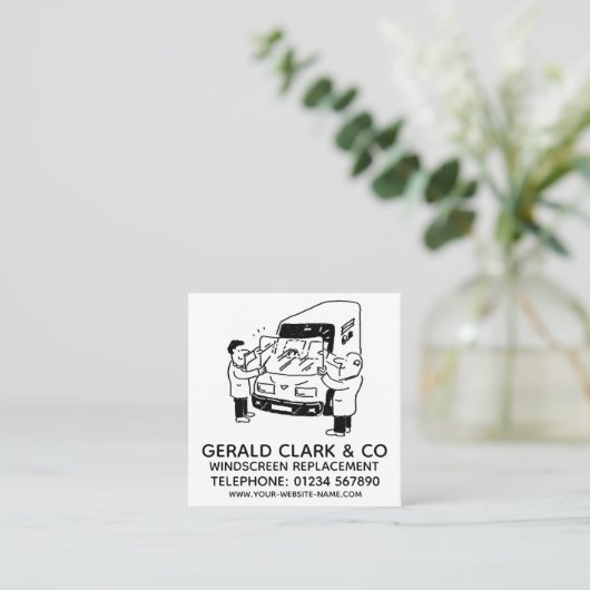 防風の交換と修理 スクエア名刺 (スタンド正面)