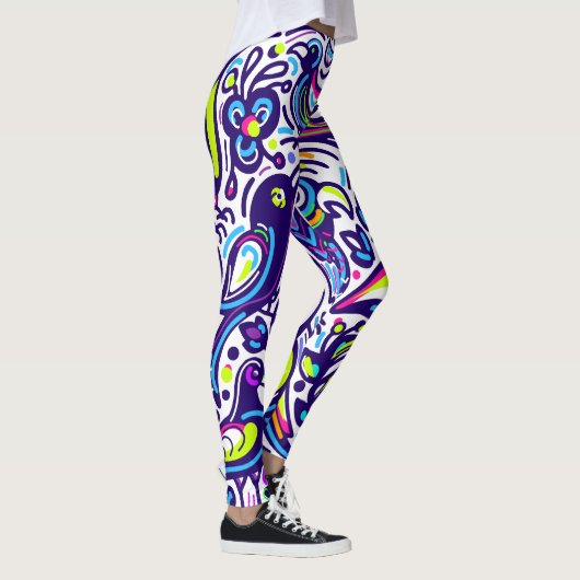 防鳥エレガント模様l青 レギンス (右)