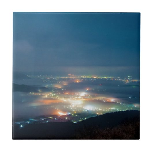 阿蘇夜景 夜の雲海 日本 熊本 タイル (正面)