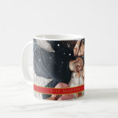 降る雪の結晶 あなたの写真と名前 コーヒーマグカップ (正面左)