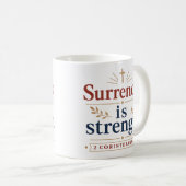降伏は強さ クリスチャンの信仰タイポグラフィ コーヒーマグカップ (正面右)