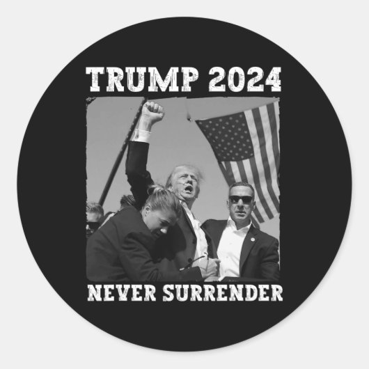 降伏トランプ2024シャツア救メリカ・トランプ ラウンドシール (正面)