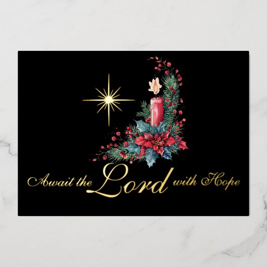 降臨は主を待ち望むクリスマススター 箔シーズンカード (正面)