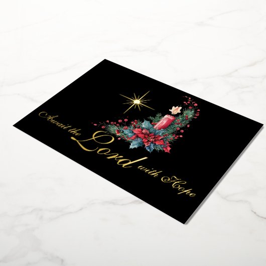 降臨は主を待ち望むクリスマススター 箔シーズンカード (回転した状態)