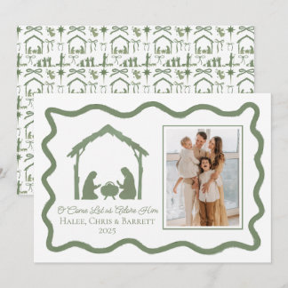 降臨祭のクリスマス・グリーティング、ホリデー・ファミリー写真 シーズンカード