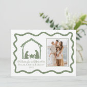 降臨祭のクリスマス・グリーティング、ホリデー・ファミリー写真 シーズンカード (スタンド正面)