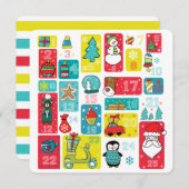 降誕カレンダーのクリスマス漫画 シーズンカード (正面/裏面)