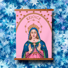 降誕祭を待ち望む喜び (ラテン語: Gaudete!) 上半身の聖母マリア 吊り下げ型タペストリー