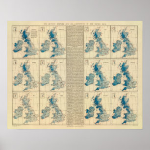 降雨量、温度、イギリス諸島 ポスター