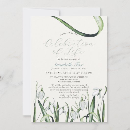 降雪お祝い生活葬祭記念 招待状 (正面)