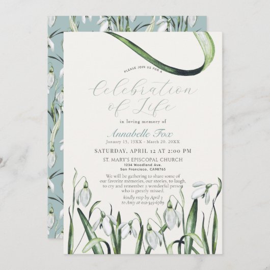 降雪お祝い生活葬祭記念 招待状 (正面/裏面)