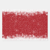 降雪と雪の縁どクリスマスブルー/赤ID728 ラッピングペーパーシート (正面3)