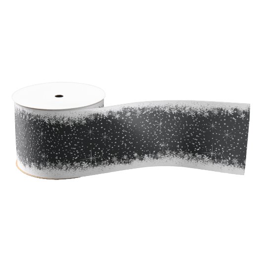 降雪と雪の縁どクリスマスID728 グログランリボン (リール)