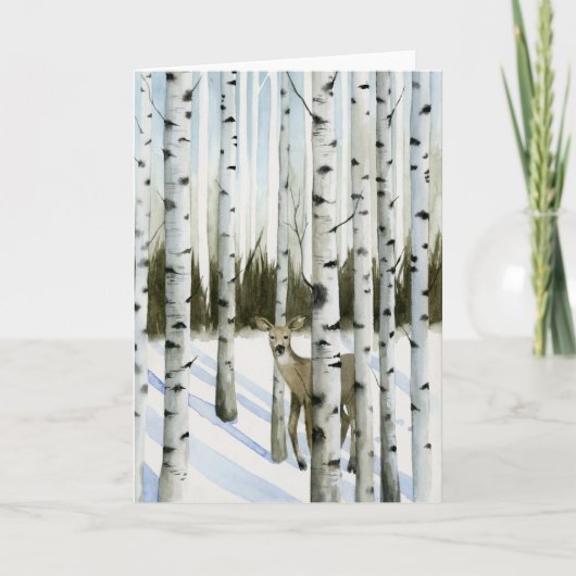 降雪のシカ カード (正面)