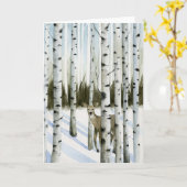 降雪のシカ カード (黄色い花)