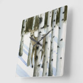 降雪のシカ スクエア壁時計 (傾斜)