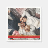 降雪のパーソナライズされた写真名 スタンダードカクテルナプキン (正面)