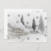 降雪の冬のクリスマス シーズンポストカード (正面/裏面)