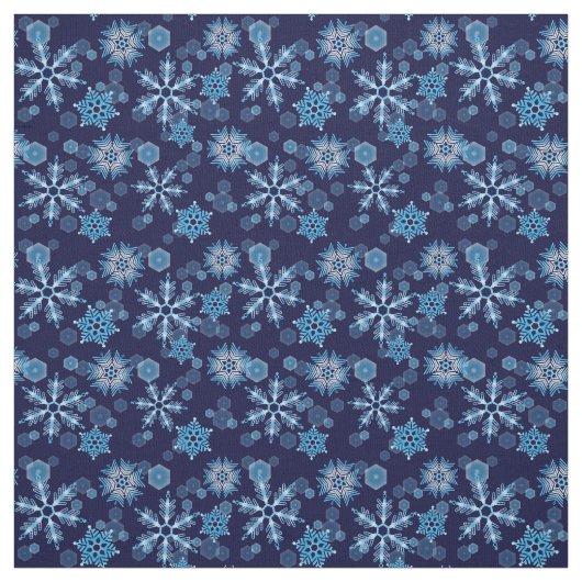 降雪の青雪片パターン ファブリック (見本)