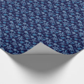 降雪の青雪片パターン ラッピングペーパー (角)