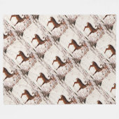 降雪の鹿 フリースブランケット (正面(横))