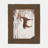 降雪の鹿 フリースブランケット (正面)