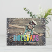 降雪カラフルハッピーホリデーズ写真 シーズンカード (スタンド正面)