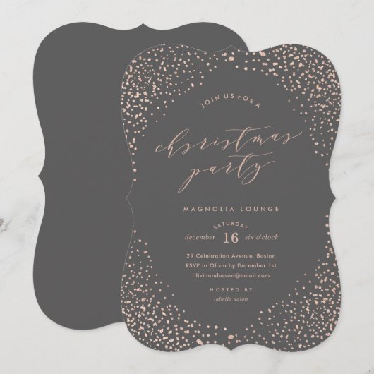 降雪クリスマスパーティの招待状 招待状 (正面/裏面)