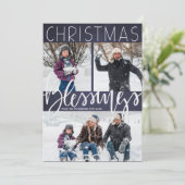 降雪クリスマス恵みタイポグラフィ写真 シーズンカード (スタンド正面)