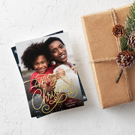 降雪スクリプトのクリスマスフォト 箔シーズンカード