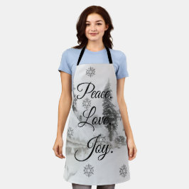 降雪スノーフレークスクリスマス白黒スケッチ エプロン