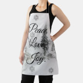 降雪スノーフレークスクリスマス白黒スケッチ エプロン (インサイチュ)