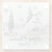 降雪スノーフレークスクリスマス白黒スケッチ ガラスコースター (裏面)