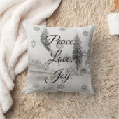 降雪スノーフレークスクリスマス白黒スケッチ クッション (ブランケット)