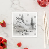 降雪スノーフレークスクリスマス白黒スケッチ スタンダードカクテルナプキン (インサイチュ)