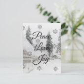 降雪スノーフレークスクリスマス白黒スケッチ ポストカード (スタンド正面)