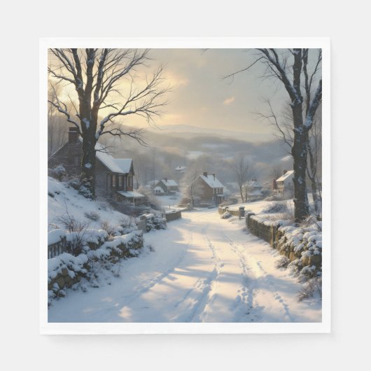降雪後の静寂 - 冬の雪景色 スタンダードランチョンナプキン (正面)