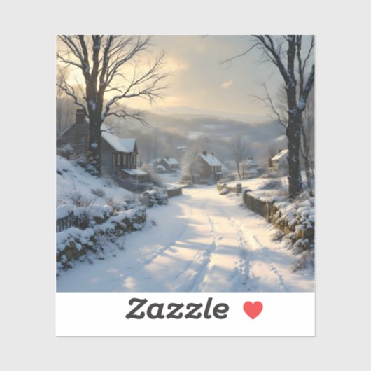 降雪後の静寂 - 冬の風景 スクエア シール (シート)