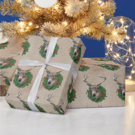 降鹿インクリスマスリース ラッピングペーパー