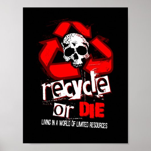 限られたリソースリサイクルブラックポスター ポスター (正面)