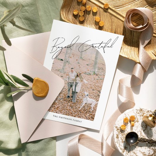 限りなく感謝 現代 ミニマル フォト アーチ シーズンカード