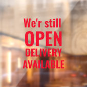 限りなく赤い「営業中」ステッカー ウィンドウサイン (シート2)