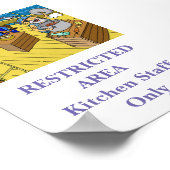 限定エリア…キッチンスタッフのみサイン ポスター (角)