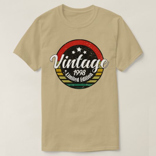限定版ヴィンテージ1998誕生日25th Birthda Tシャツ (デザイン正面)