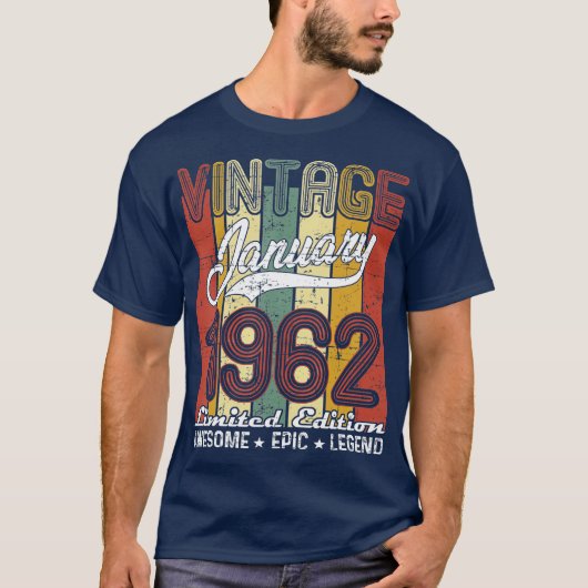 限定版1962年1月59誕生日ギフト Tシャツ (正面)