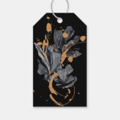 限定版 ゴールドとブラックのフラワーブライダルシャワー ギフトタグ (裏面)